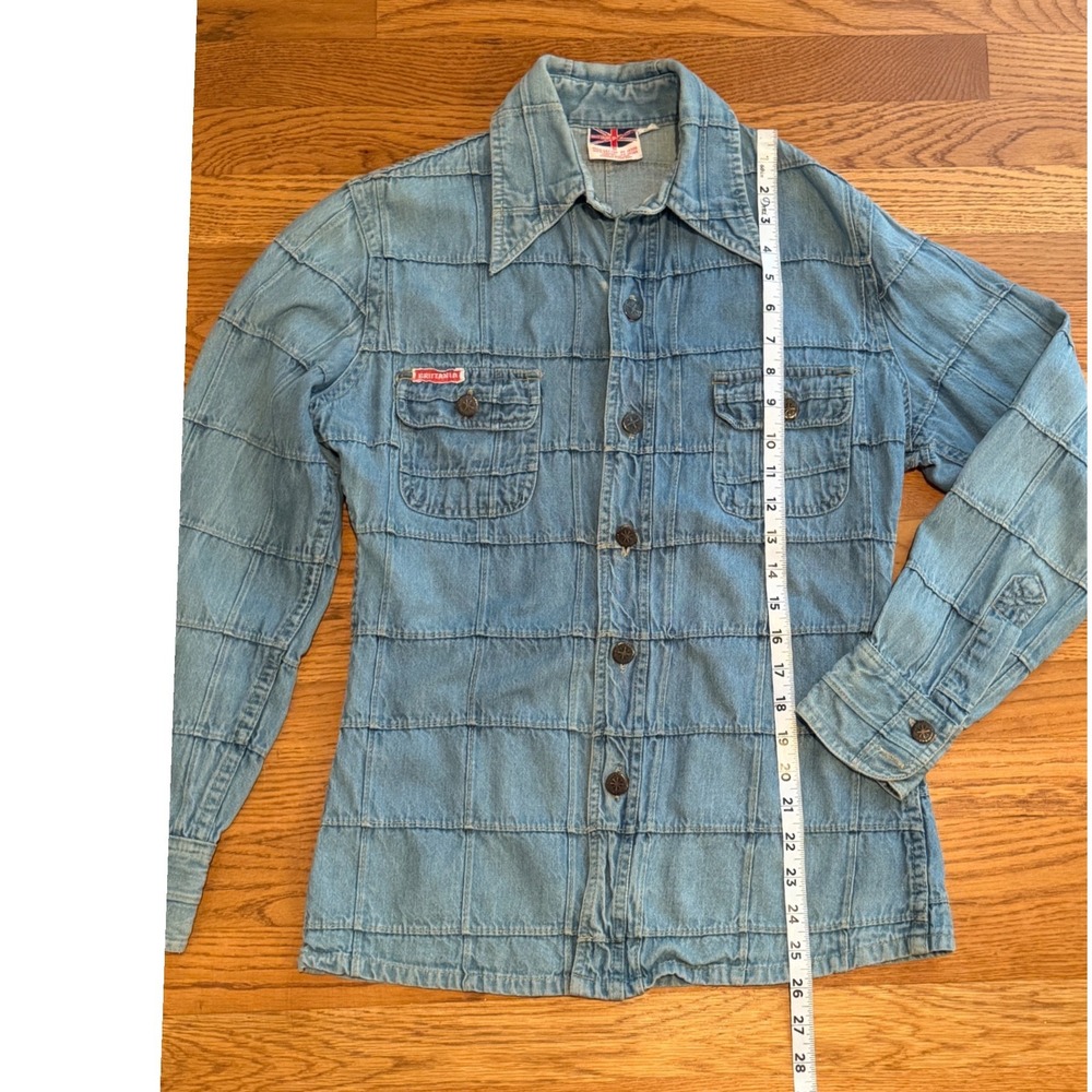 Vintage Brittania Sportswear Denim Jacket Light Wash Quilted Grid Pattern Mens M - Picture 4 of 7